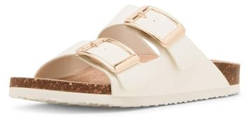 Madden Girl Damen Bodiee Schiebe-Sandalen, weiße Lacklederoptik, 39 EU