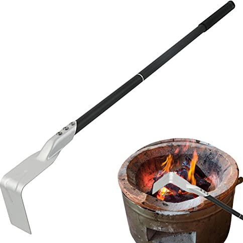 Rianpesn Râteau à cendres pour four à pizza, grattoir à long manche, pelle à cendres | Grattoir à cendres pour cuisinière, barbecue, cuisinière, four à pizza