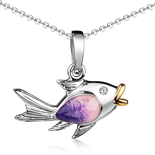 Materia Fisch Anhänger Silber 925 Zirkonia - Schmuck mit Emaille KA-331