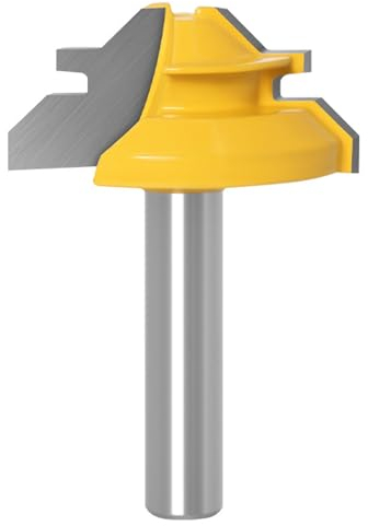 Bestgle Fraise à encoller 45 degrés - Fraise à onglet de 8 mm - Kit de défonceuse à 45 ° - Verrouillage avec routeur - Outil de coupe pour machine à graver - 8 x 35 mm