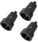 3 Piezas Enchufe Hembra Negro, Acoplamiento Goma Contacto Protector con Protección Contra Torceduras, Acoplamiento de Enchufe Schuko 250 V 16 A sin Cable, Enchufes Impermeables PVC para Cables de 8mm