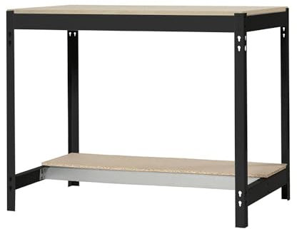 SimonRack Werkbank 400 kg Belastbarkeit, 84,2x91x76 cm, Große Arbeitsfläche Arbeitsfläche, Arbeitstisch, Holz-Arbeitsplatte, Anthrazit/Holz - BT0