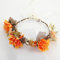 Blumenkranz Haare Haarkranz Blumen Haarreif, Blumenmädchen Stirnbänder Kopfschmuck Floral Girlande Blumenstirnband Verstellbarer Gürtel für Hochzeit Zeremonie Party Festival,Orange