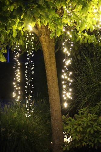 LED Lichterkette Lichterzauber Eisregen Snowfall Effekt warmweiß mit Timer hängend ausgefallene Lichterkette Weihnachtsbeleuchtung Baumbeleuchtung (3 Stränge 360 LED)
