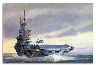 KYTIN WWII Vintage Battleship Poster 1945 HMS Victorious Decorative Painting Canvas 20x30inch(50x75cm)