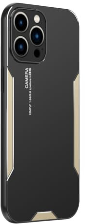 LXURY Ultradünne Hülle für iPhone 15 Pro Max/15 Pro/15 Plus/15, Gefrostetes Metall Handyhülle mit Screen Kamera Schutz Kratzfest Weiches TPU Case,Gold,15''