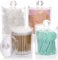 Yowlens 4 Pcs Clear Acrylic Cotton Ball Pad Swabs Make Up Pads Dispenser Holder Organizer Container with Lid Bathroom Jar Storage Beauty Makeup Organizer Storage for Cotton Balls,Swabs
