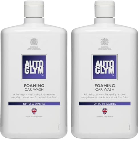 Autoglym Foaming Car Wash, 1 Litre, High Foaming Shampoo, Car Cleaning Shampoo For All Bodyworks, Streak Free Finish, pH Neutral (Pack of 2)