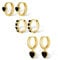 ALEXCRAFT Schwarz Herz Creolen Gold Ohrringe Set Klein Damen 14K Vergoldete Ohrringe Geschenk für Frauen Freundin Mama Mädchen