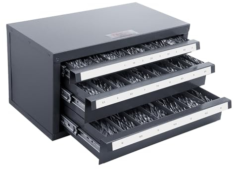 VEVOR Distributeur de Forets 29 Compartiments Étiquetés 1-13 mm Boîte de Rangement pour Forets à 3 Tiroirs Coffret Vide pour Foret 37,5x20x20 cm Identification Facile Empilable Rangement Mèche Atelier