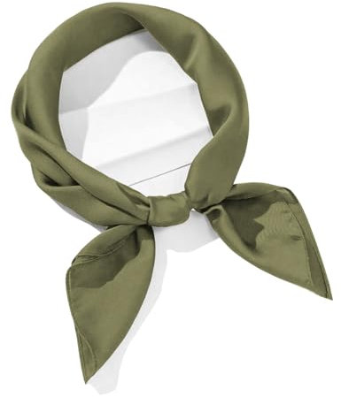 Van Der Rich ® - Elegantes Halstuch mit Seidensatin-Effekt Quadratisches Halstuch - Damen (Bohnengrün)