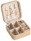 Schmuckkästchen Reise - Schmuckaufbewahrung klein tragbar für Frauen & Mädchen - Schmuckkasten Schmuckbox - Reiseetui für Ringe, Ohringe, Armbänder und Halsketten (Beige)