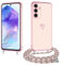 E-Lush Cover per Samsung A55 5G con Cordino, Ultra Sottile Cuore Amore Elettrolitico Cover per Samsung Galaxy A55, Morbido TPU Silicone Custodia con Regolabile Collana Antiurto Case, Oro Rosa