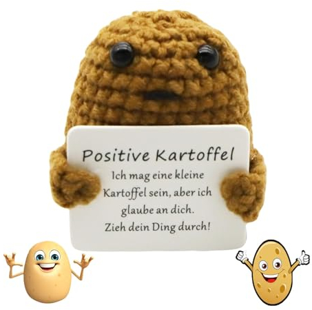 Positive Potato,Geschenke für Frauen,Beste Freundin Geschenke,Büro Gadgets,Pocket Hug Kleine Doll,Kollegen Abschiedsgeschenk,Dankeschön Frau Gifts,Lustig Deutsch Aufmunterung Kleinigkeit (Braun)