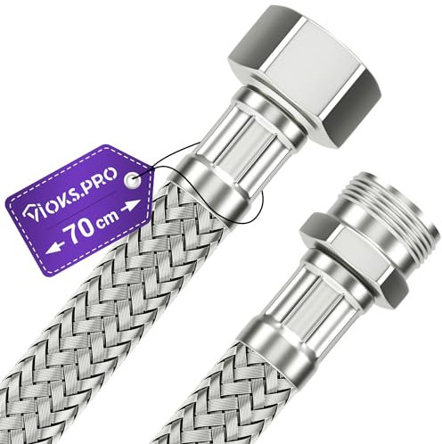 Viоks.pro Panzerschlauch 3/8 Zoll (15,2mm) Überwurf und Außengewinde 70 cm & Schlauch für Küchenarmatur/Armaturenschlauch Flexibler Schlauch mit Wasserhahnanschluss Spülkasten