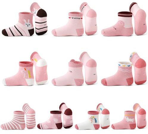 HaimoBurg 10 Paia di Calze in Cotone Traspirante per Bambini da 1 a 5 Anni,Calzini Bambino Bambina Neonato