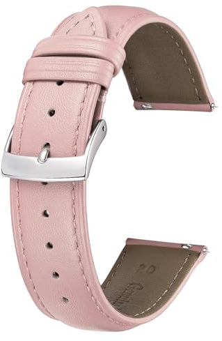 BINLUN Leder Uhrenarmband 22mm 21mm 20mm 19mm 18mm 16mm 14mm 12mm Mehrfarbige Uhrenarmbänder für Damen Herren Ersatz Schnellverschluss Lederarmband Uhren Armband(16mm,Rosa)