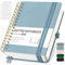 RETTACY Notizbuch A5 Dotted, Bullet Dot Journal mit 100 g/m² Dickem Papier, 150 Blatt, Notebook für Büro und Schule, Lederhülle, Grau-Blau, 14.8 cm x 21 cm