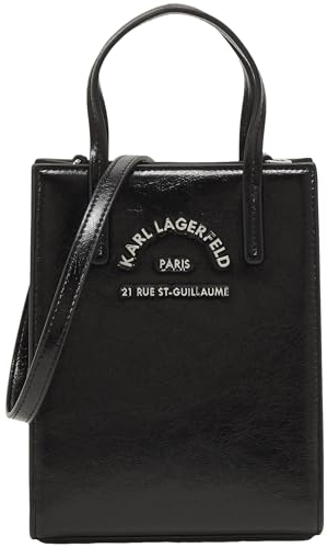 KARL LAGERFELD Kleine Tragetasche mit Logo Rue St.Guillaume aus Metall, Schwarz, Schwarz , Small