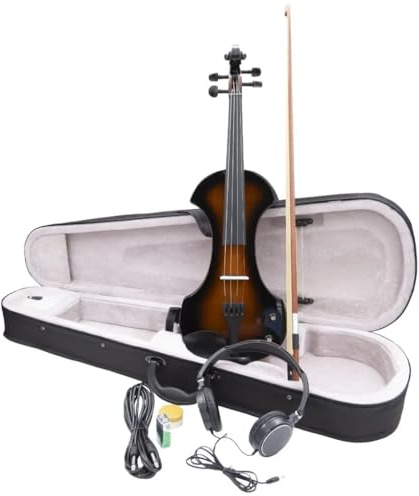 Arvada WN009-4/4 elektrische-violin, Eingebauter aktiver Tonabnehmer, inklusive Koffer, Bogen, Kabel, Kopfhörer, Harz und Batterie