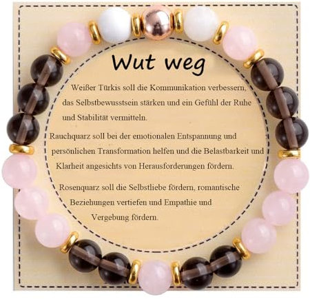 UEUC Heilstein-Perlenarmband für Frauen, Armband mit natürlichen Edelsteinen, Gleichgewichtsschutz, spirituelles Kristallperlenarmband zur Angstlinderung mit Bedeutungskarte(#58)