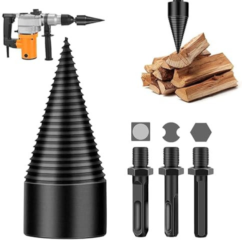 Holzspalter Bohrer, Festberg Bohrer, Festberg Drill Bit The Original, Festberg Drill Bit for Splitting Wood in Seconds, Bohrkegel Holzspalter FüR Hartholz (50 mm Drill)