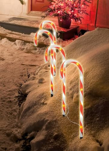 Gravidus LED Weihnachtsdeko Zuckerstangen 4er Set mit Timer & Batteriebetrieb Innen- & Außenbereich