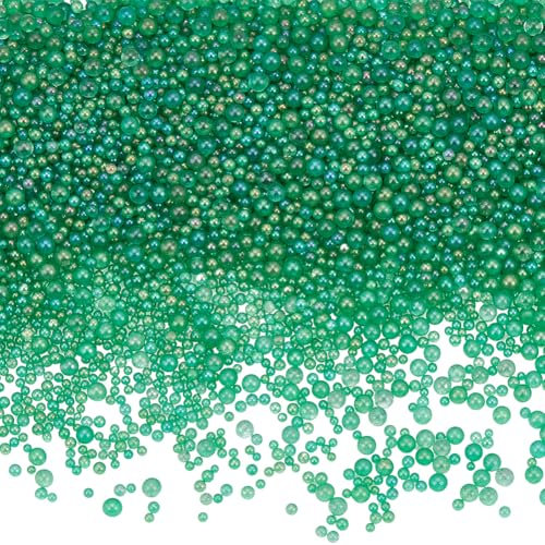 SUNNYCLUE 1 scatola 100 G Bubble Beads Bulk Water Droplet Beads Piccolo Rotondo In Vetro Trasparente Carino Verde Primavera Festa Perline per Gioielli Fai Da Te Artigianato Collane Bracciali Orecchini