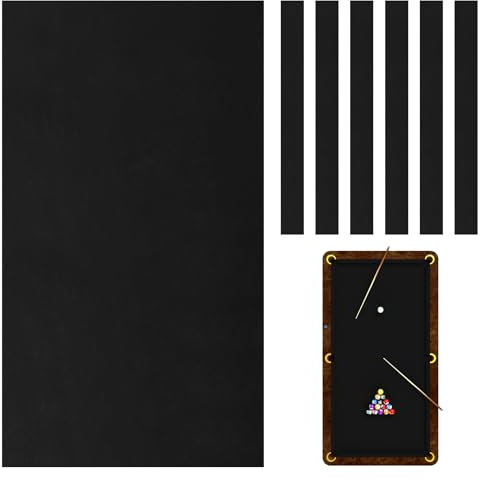 Mixweer Billardtuch, 2,6 m, aus Filz mit 6 Stoffstreifen, vorgeschnittener Billardtisch für Zuhause, Clubs, Bars, Indoor-Sportspiele (schwarz)