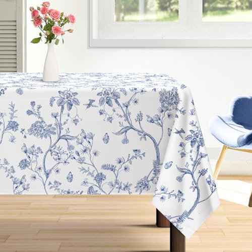 Arquiel Tischdecke Vogel Zweigstelle, Tischdecken Abwaschbar Rechteckige Tischtuch Frühling Französisch Tischdeck für Haus Küche Esszimmer Party Dekoration(152 x 213 cm)