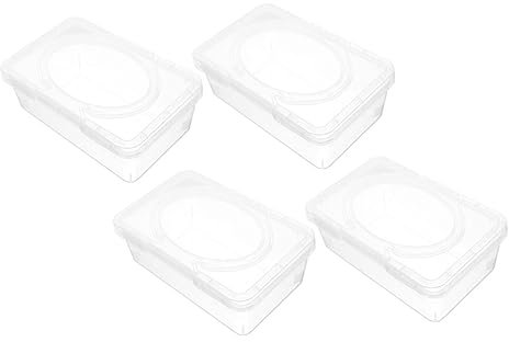 TOPBATHY 4 Stück Box Für Babytücher Spender Wischbehälter Nachfüllbar Wiederverwendbares Feuchttuch Behälter Mit Deckel Feuchttücher Reisetasche Reisetücher Tücheretui Transparent Pp