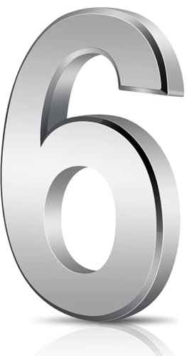 3 Inches Door Numbers Silver Self Adhesive 3D Mailbox Number Waterproof House Door Numbers Street Number Stickers for House Mailbox Apartment Hotel Courtyard Cafe (6)