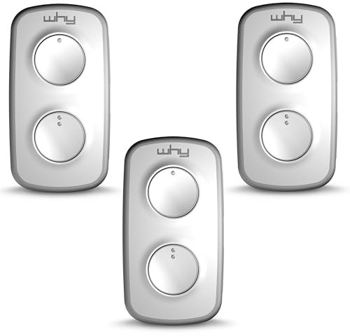 Télécommande universelle WHY EVO NOA MINI à 4 boutons - Programmable code fixe ou code tournant - Fréquences 433 ou 868 mhz - Pour portails et porte de garage (Gris Pure Lot de 3 télécommandes)