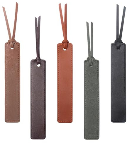 PLUSHCEWT 5 Stück Leder Lesezeichen, Handgemachte Personalisierte Seitenmarker mit Lederband für Buchliebhaber, Leser und Schriftsteller, Bedeutungsvolles Geschenk Lesezubehör (A)