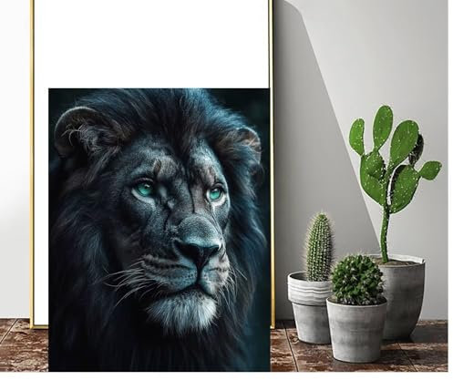 Peinture Numero Adulte Lion Peinture Numero Enfant Animal Kit de Peinture par Numero d'art Loisirs CréAtifs Adultes, activité Manuelle ,Avec Pinceau ,Pigment Acrylique (Sans Cadre) 90x120cm C-812