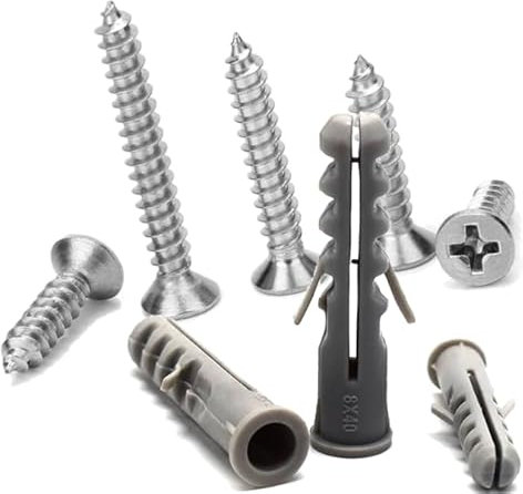 Tiruiya 200 Pezzi Tasselli con Vite, Include 100 Vite Acciai Inossidabili, 100 Tasselli Muro per Mattoni Forati Muro Pieno Mattone Forato Muratura Calcestruzzo