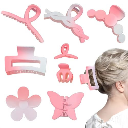 MHwan Pinzas Pelo Mujer, 8 piezas Pinzas de Pelo con Color Degradado, Hermosas y Bonitas Pinzas para el Cabello de Verano, Antideslizantes, No Dañan el Cuero Cabelludo, Resistentes y Duraderas