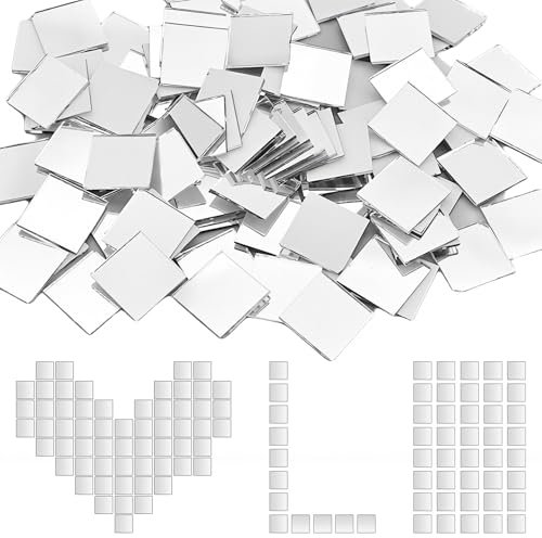 100 mini specchi in acrilico, a specchio, autoadesivi, piccoli specchi da incollare, quadrati, piccoli specchi, per lavori di bricolage e progetti fai da te, decorazione per la casa, 2 x 2 cm