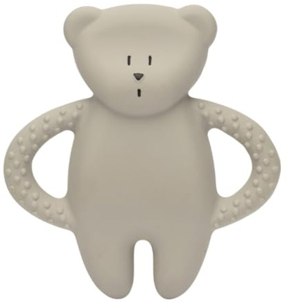 MOONIE Natural Rubber Bear Teether - Safe, Soft & Eco-Friendly for Babies - Gray