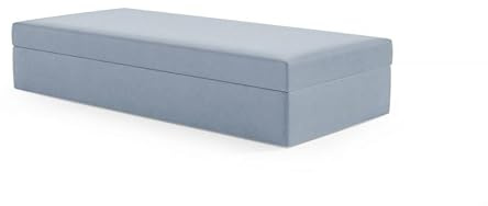 LIKMA Kinderbett 70x200 cm Pastellblau Bett mit Bettkasten Jugendbett Polsterbett Velvet Stoff