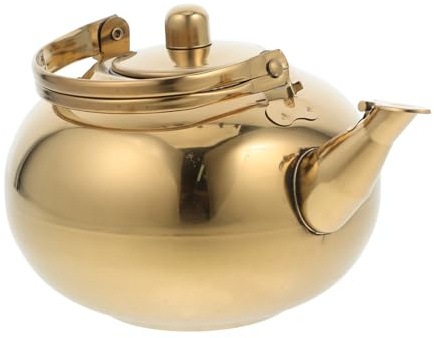 VICASKY Bollitore in Acciaio Doppia Parete Isolante Teiera Termica Spessa Resistente per Ristorante Robusto e Design Oro