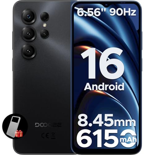 DOOGEE Note 56X Android 16 Smartphone Ohne Vertrag, 6150mAh Akku, Octa Core, 8,45mm Ultradünn+6.56 HD+ 90Hz Handy Günstig, 8MP, 24GB+64GB/2TB TF, 4G Dual SIM Simlockfreie Handys, Face ID/GPS/OTG