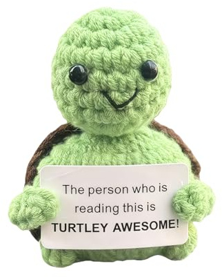 AUFIKR Positive Schildkröte, ​Handgehäkeltes Kuscheltier, ​Glücksbringer Geschenk​ für Glück, Mutmacher, Danke, Abschied, Einschulung
