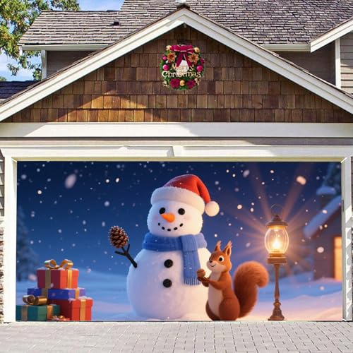 Cubierta de Puerta de Garaje de Navidad Decoraciones de Navidad de Garaje, Fundas Grandes de Puerta de Garaje de Navidad para Decoración Interior y Exterior de Navidad 2x1,5m (D)