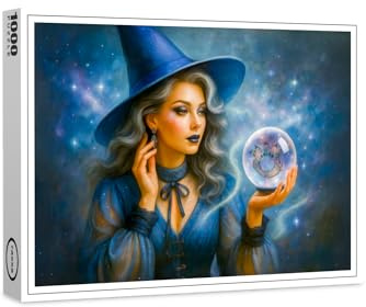 raxxa Premium-Puzzle | Witch in Blue with Crystal Ball | 1000 Teile