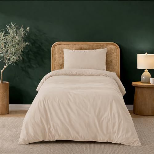 Dreamzie - Bettwäsche 135x200 + 1 Kissenbezug 50x70 cm - 100% Mikrofaser | Beige · Bettbezug · 2 Teile · Weich · Hautfreundlich · OEKO-TEX · Reißverschluss · Pflegeleicht · Langlebig