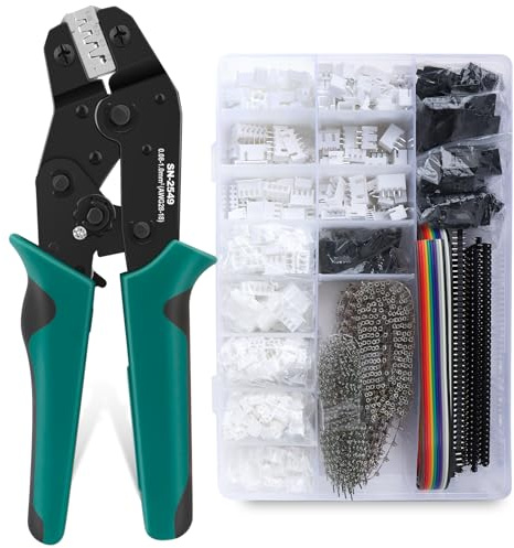 Kit de Conectores 2316 Piezas con Alicate de Crimpado SN-2549, Conectores Tipo XH 2,54 mm, PH 2,0 mm y Dupont 2,54 mm, Terminales Macho/Hembra, Pines y Cable Plano para Electrónica DIY