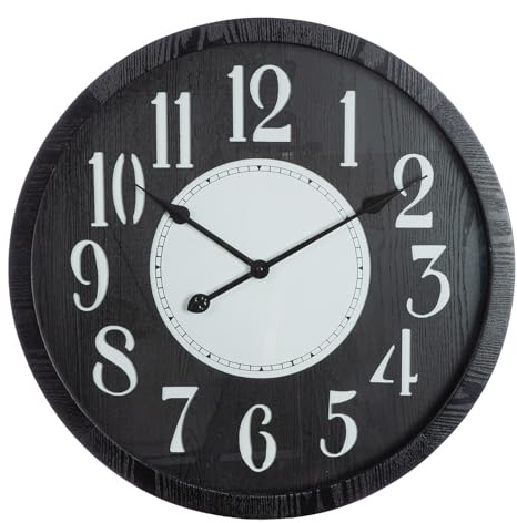 GILDE Wanduhr Chicago - rund - Ø 60cm - matt schwarz - MDF - Schlichte Zahlenuhr