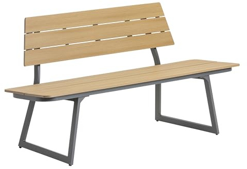 Dehner Gartenbank Merida, anthrazit/braun, ca. 160 x 82 x 60 cm | 2-Sitzer, Sitzhöhe 45 cm, Aluminium / Kunststoff
