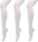 MANZI 3 Paar Frauen Mädchen Basic Cabrio Ballett Tanz Strumpfhosen mit variablem Fuß,Kinder,Erwachsene 40 den, Weiß, Medium(Age 7-10)